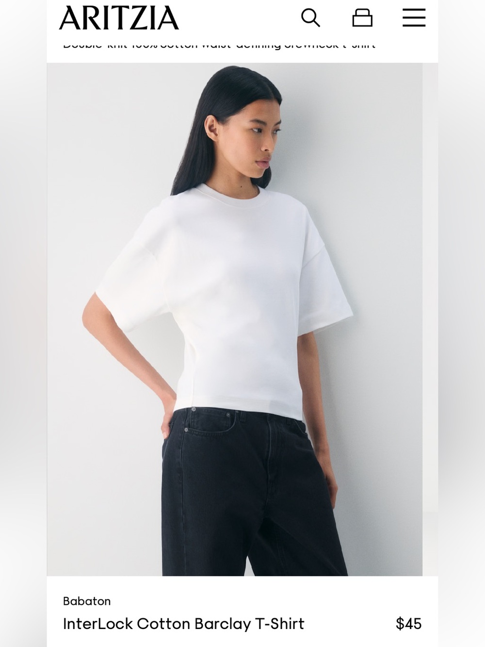 NWT Aritzia White Barclay T-Shirt